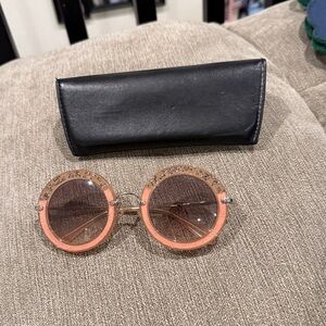 Miu Miu Women's Sunglasses with Pink and Gold Accents